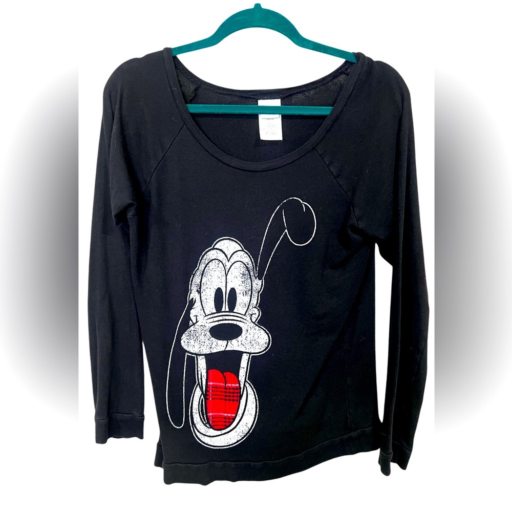 Vintage Pluto Disney Long Sleeve Black Jerry Leigh Tee Shirt Sweat shirt